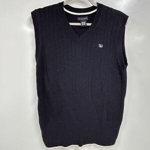 0002 Vintage Y2K Sean John Black Knit Sweater Vest Men’s Streetwear Preppy XL